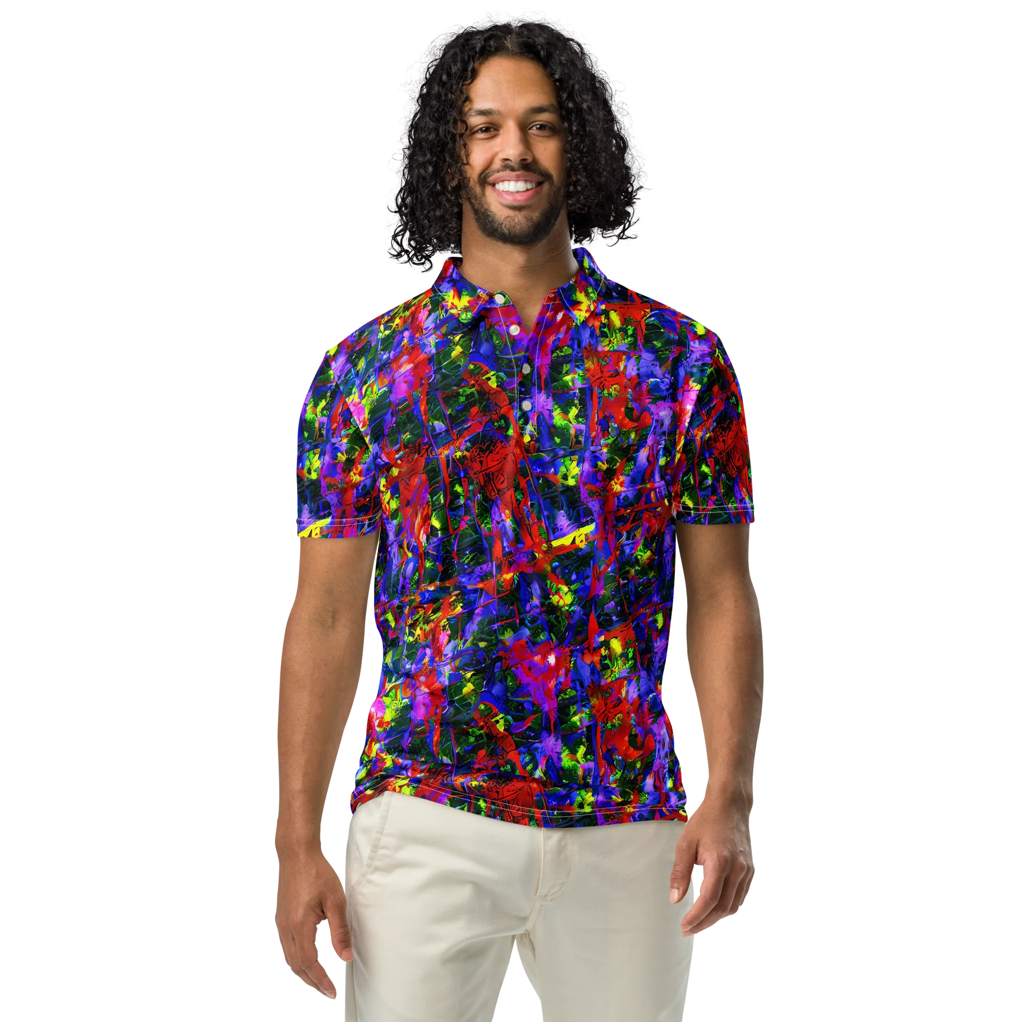 Fractured Rainbow on Men's Slim Fit Polo Shirt — Front