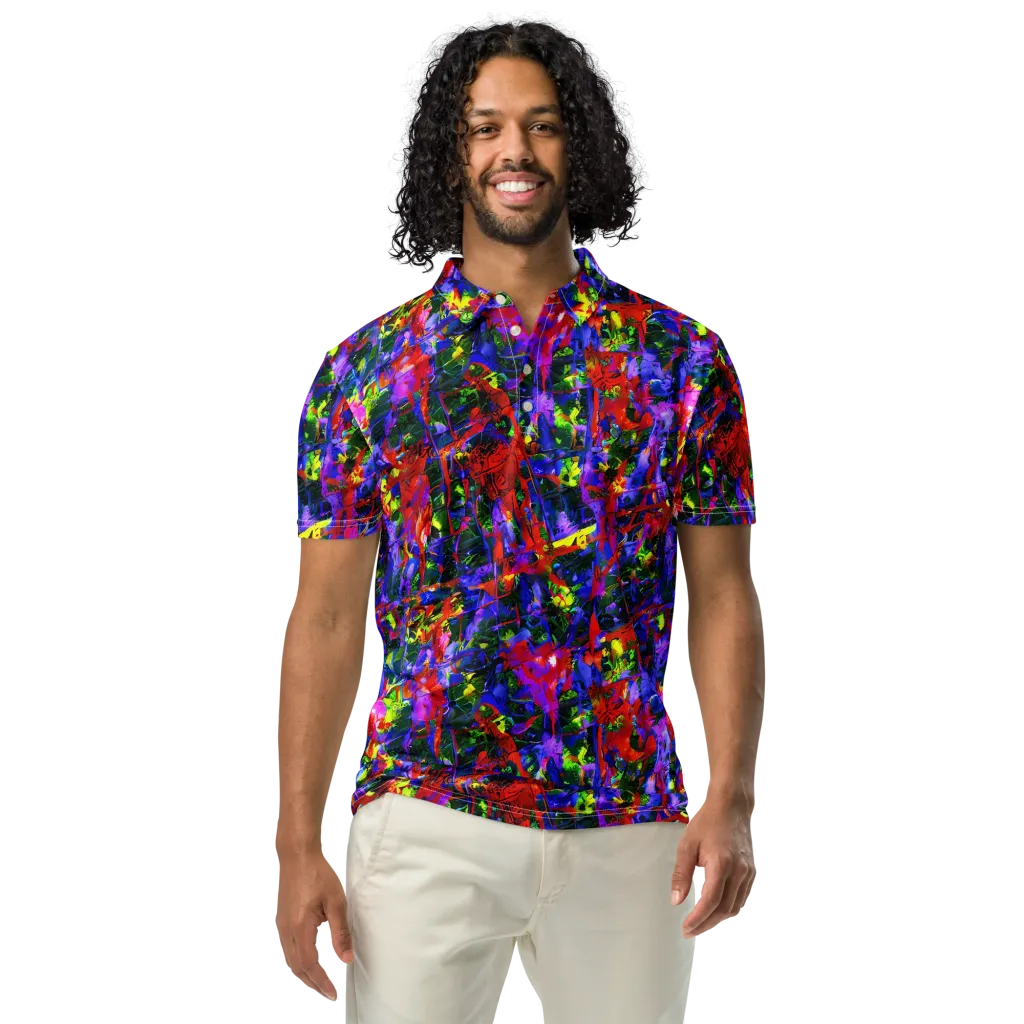 Fractured Rainbow on Men's Slim Fit Polo Shirt — Front