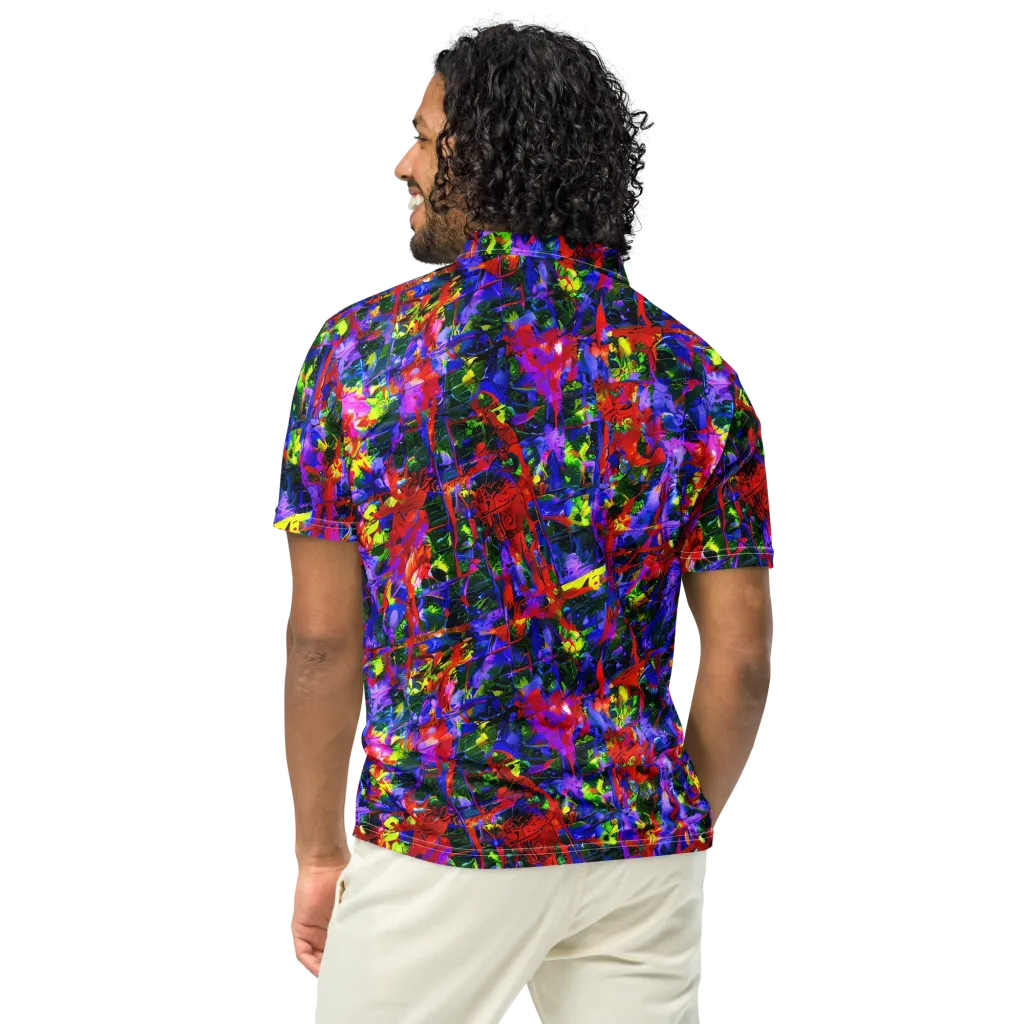 Fractured Rainbow on Men's Slim Fit Polo Shirt — Back