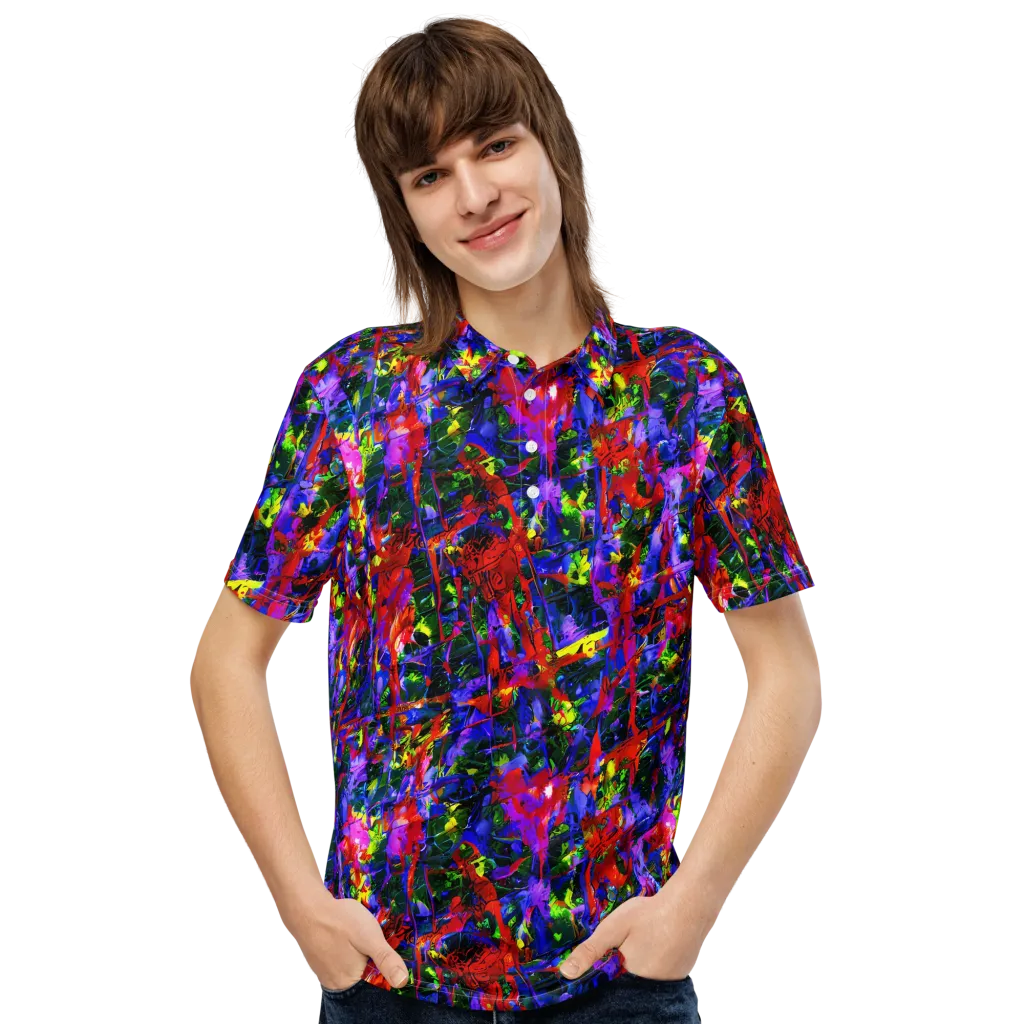 Fractured Rainbow on Men's Slim Fit Polo Shirt — Front