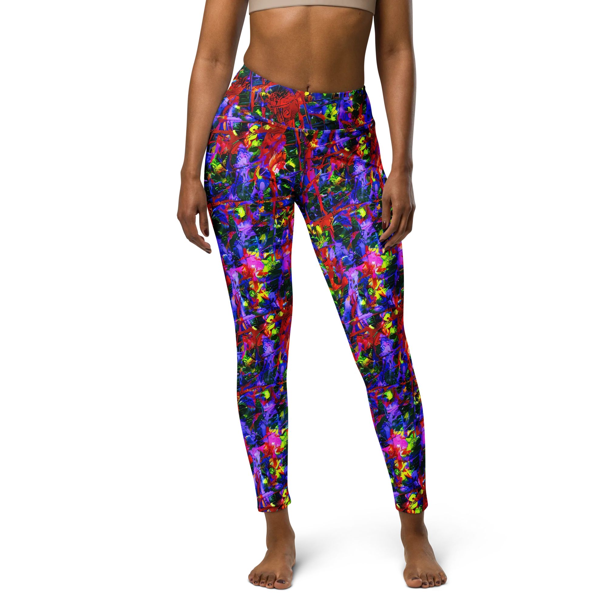 Fractured Rainbow on Yoga Leggings — Front