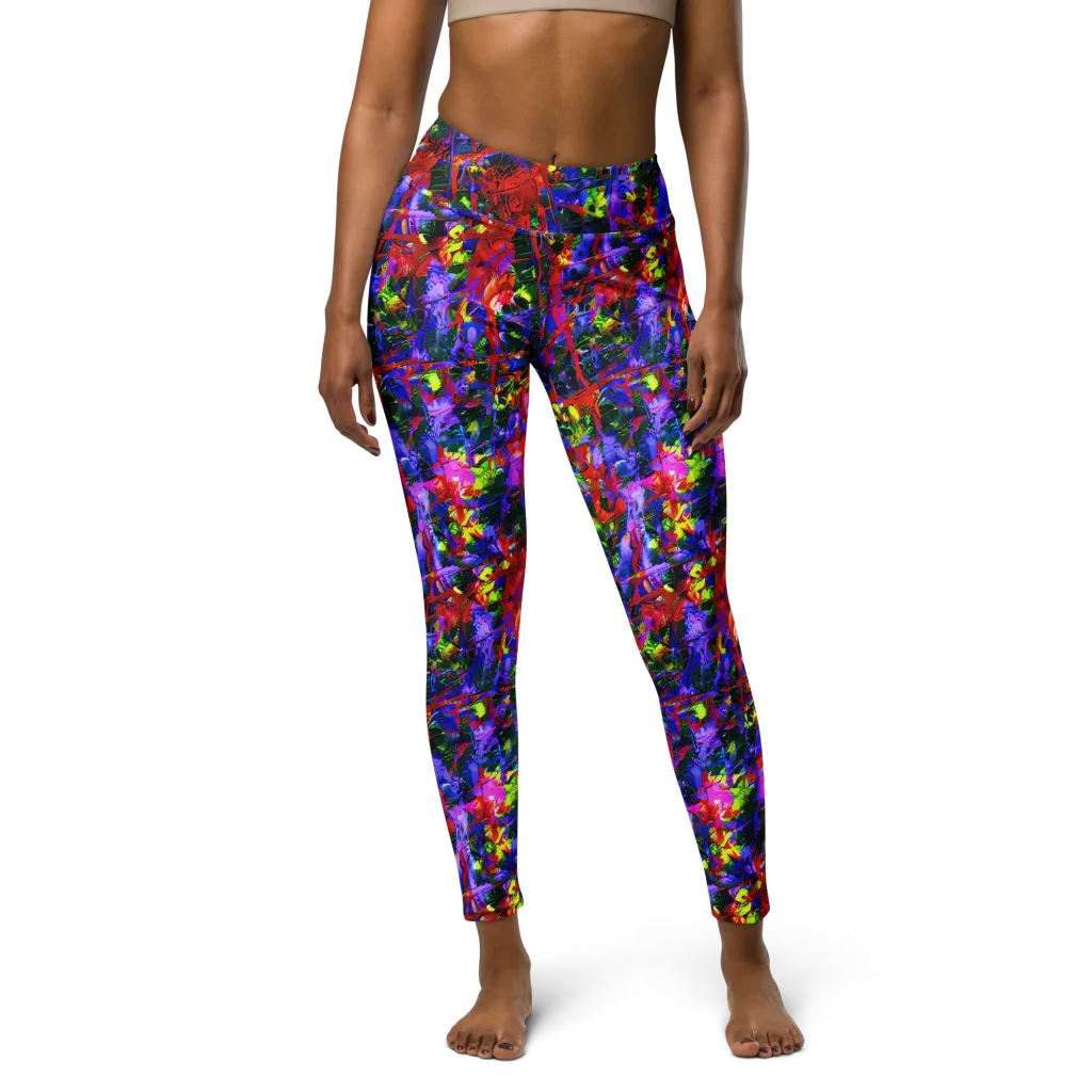 Fractured Rainbow on Yoga Leggings — Front