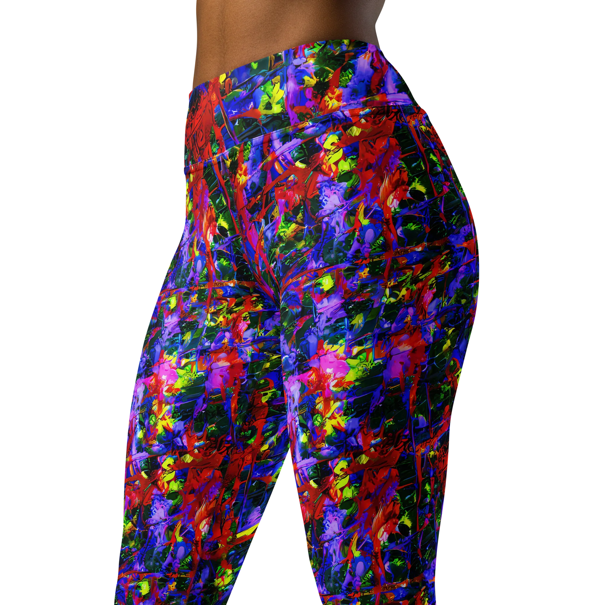 Fractured Rainbow on Yoga Leggings — Left Front