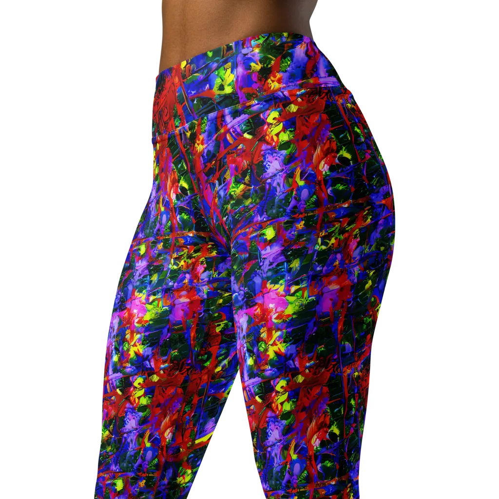 Fractured Rainbow on Yoga Leggings — Left Front