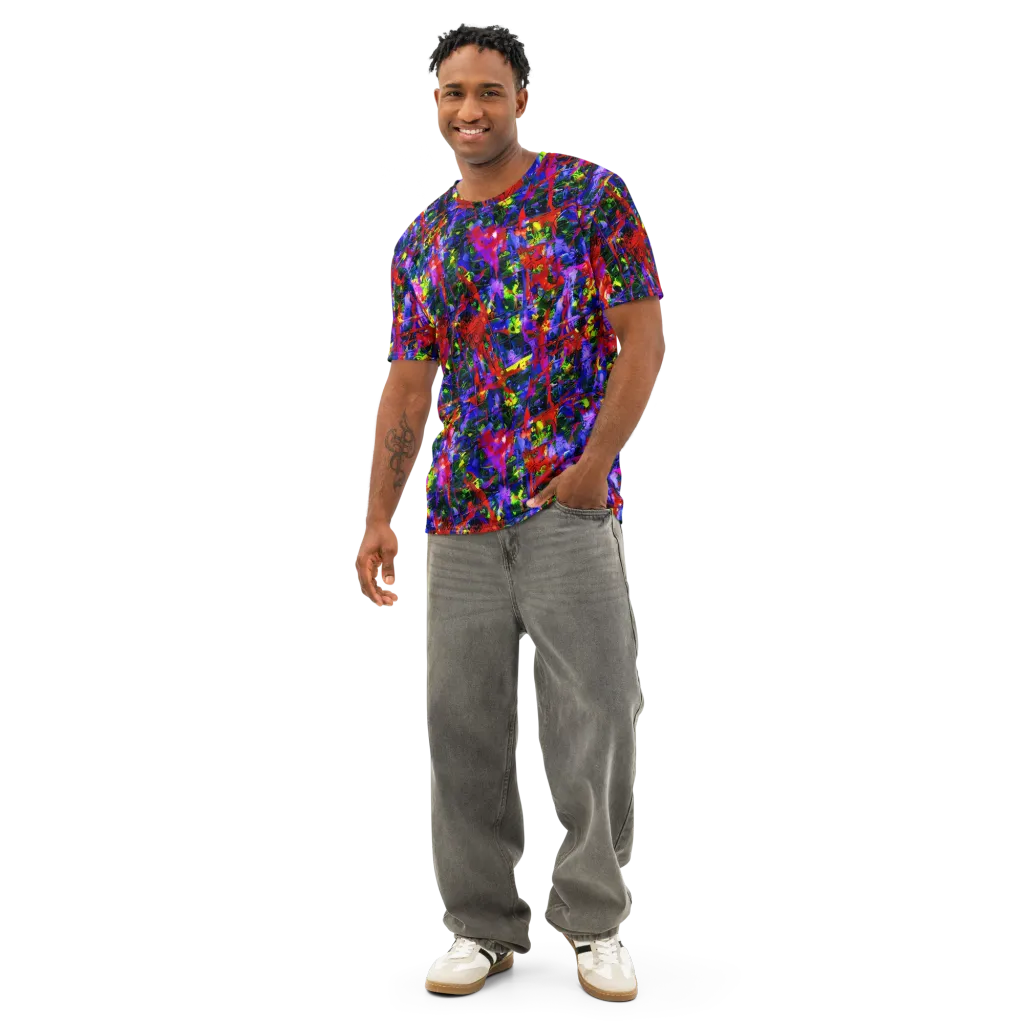 Fractured Rainbow on Men's Cotton Crew Neck T-Shirt — Front