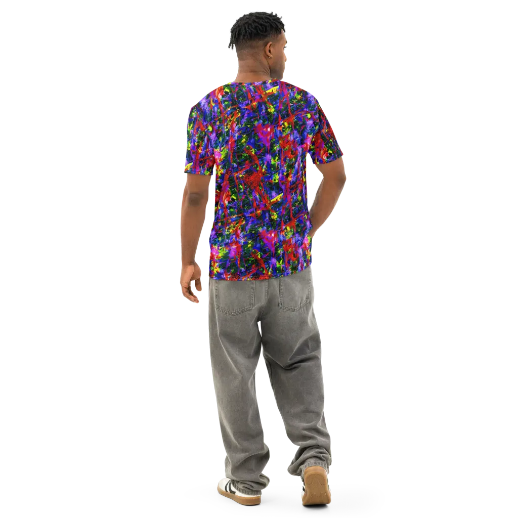 Fractured Rainbow on Men's Cotton Crew Neck T-Shirt — Back