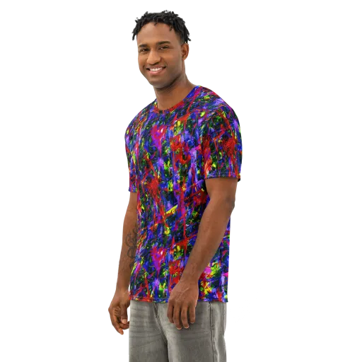 Fractured Rainbow on a Men's Cotton Crew Neck T-Shirt