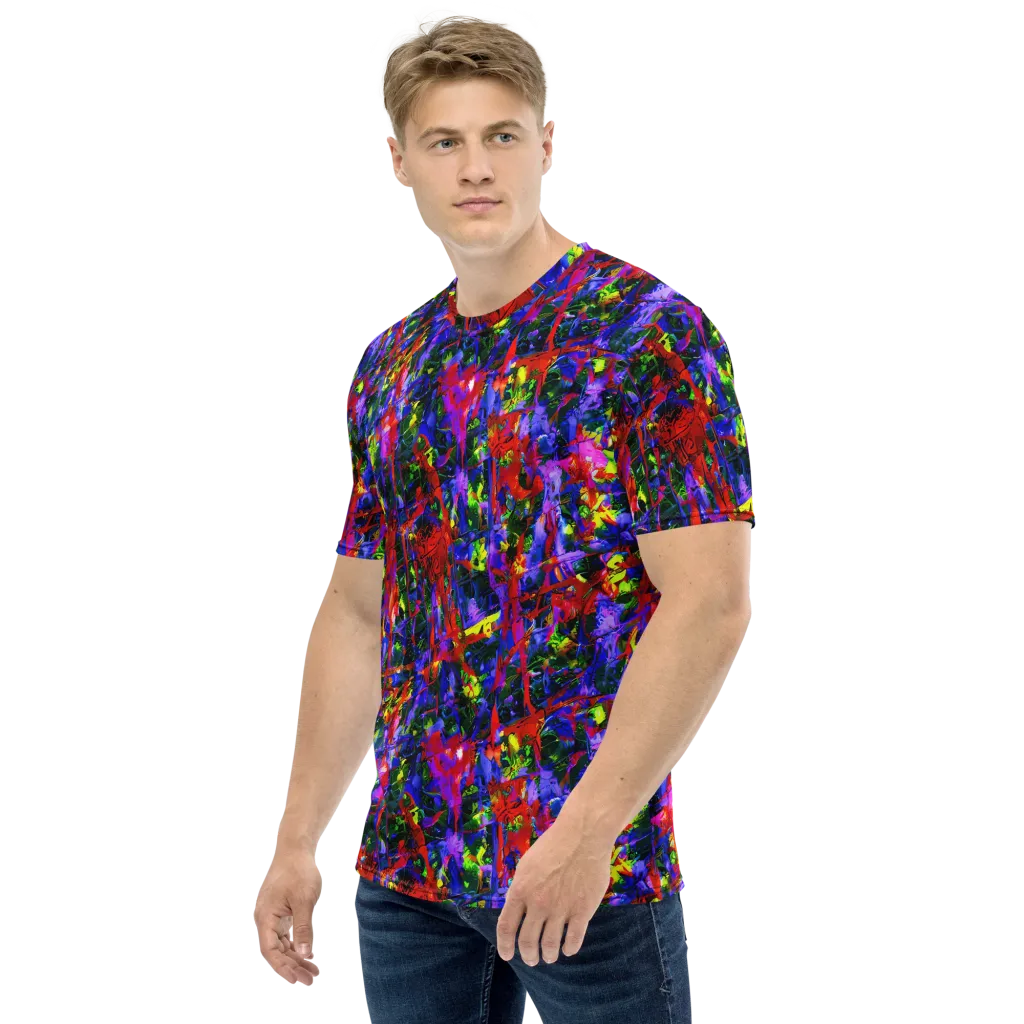 Fractured Rainbow on Men's Crew Neck T-Shirt — Left