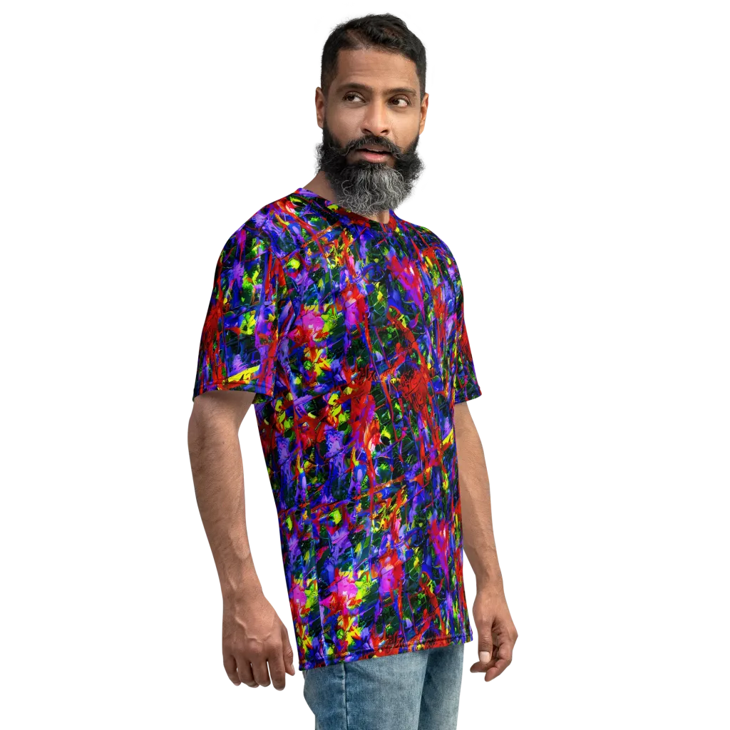 Fractured Rainbow on Men's Crew Neck T-Shirt — Right