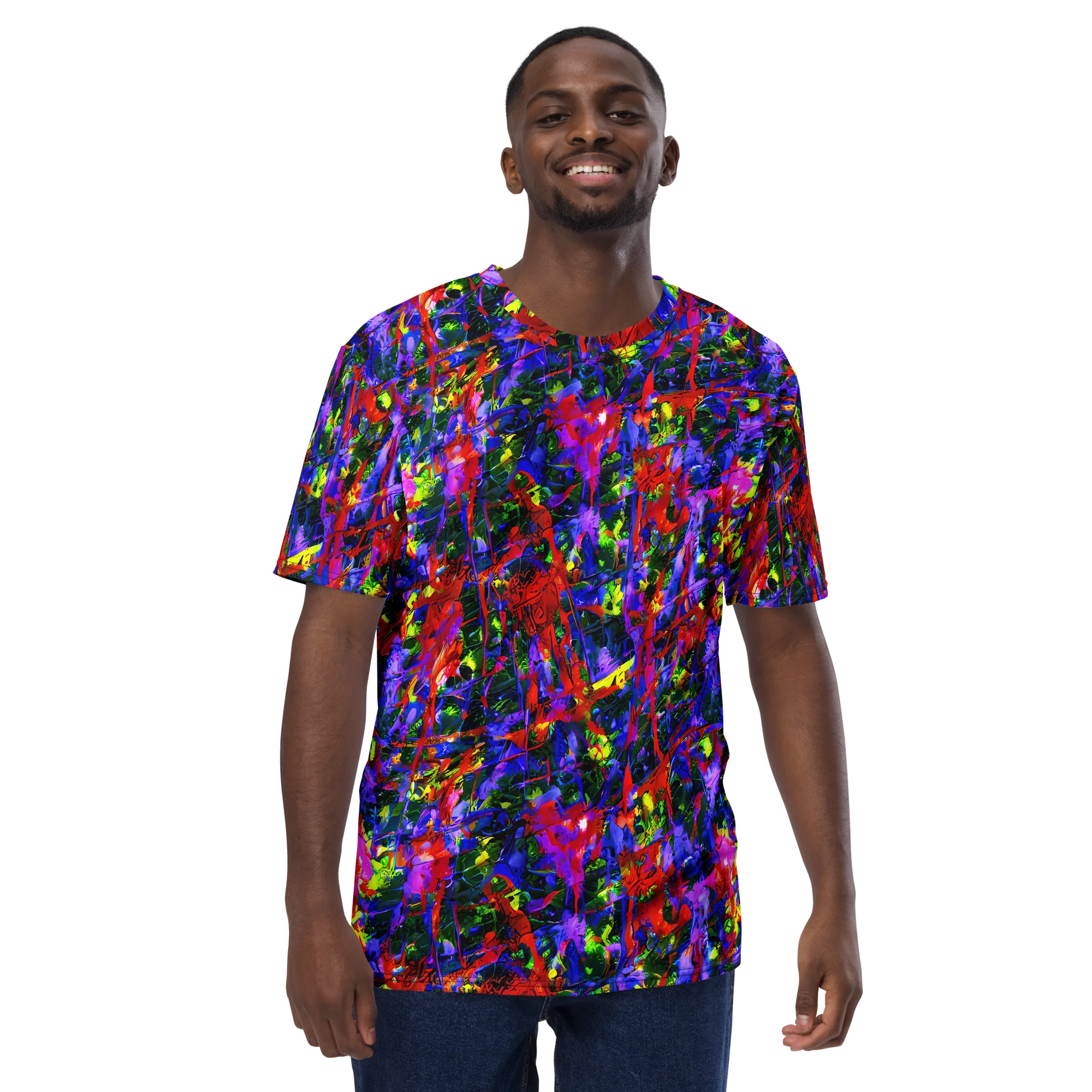 Fractured Rainbow on Men's Crew Neck T-Shirt — Front