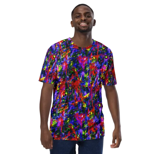 Fractured Rainbow on a Men's Crew Neck T-Shirt