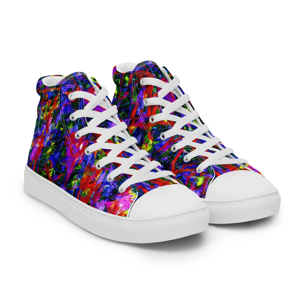 Fractured Rainbow on Men's High Top Canvas Shoes — Right Front