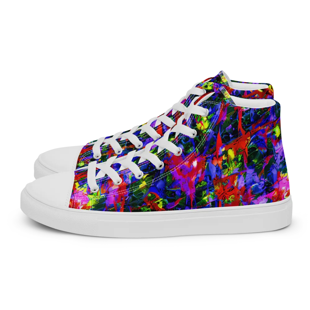 Fractured Rainbow on Men's High Top Canvas Shoes — Left