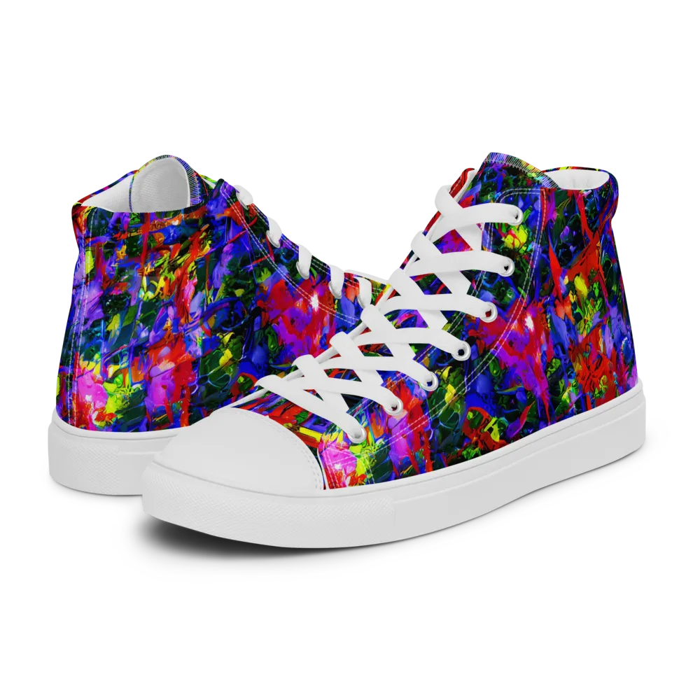 Fractured Rainbow on Men's High Top Canvas Shoes — Left