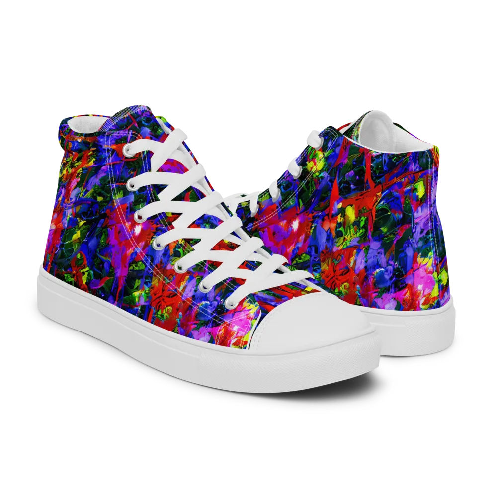 Fractured Rainbow on Men's High Top Canvas Shoes — Right