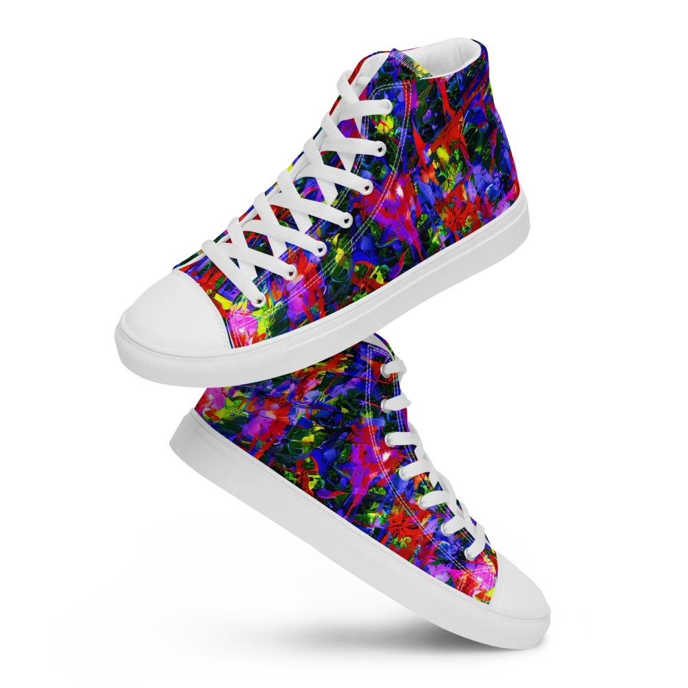 Fractured Rainbow on Men's High Top Canvas Shoes — Front