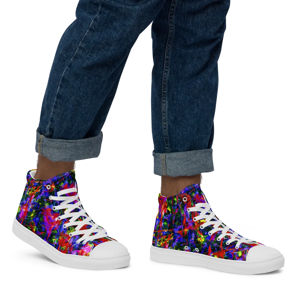 Fractured Rainbow on Men's High Top Canvas Shoes — Right