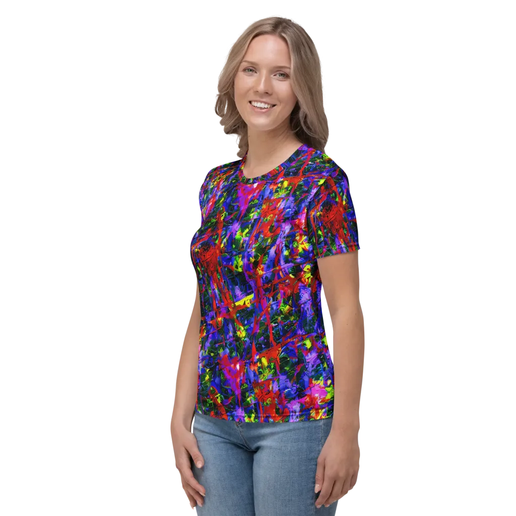 Fractured Rainbow on Women's Crew Neck T-Shirt — Left