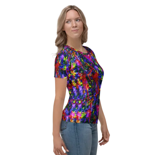 Fractured Rainbow on a Women's Crew Neck T-Shirt