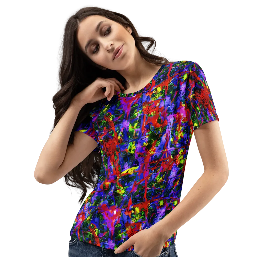 Fractured Rainbow on Women's Crew Neck T-Shirt — Left Front