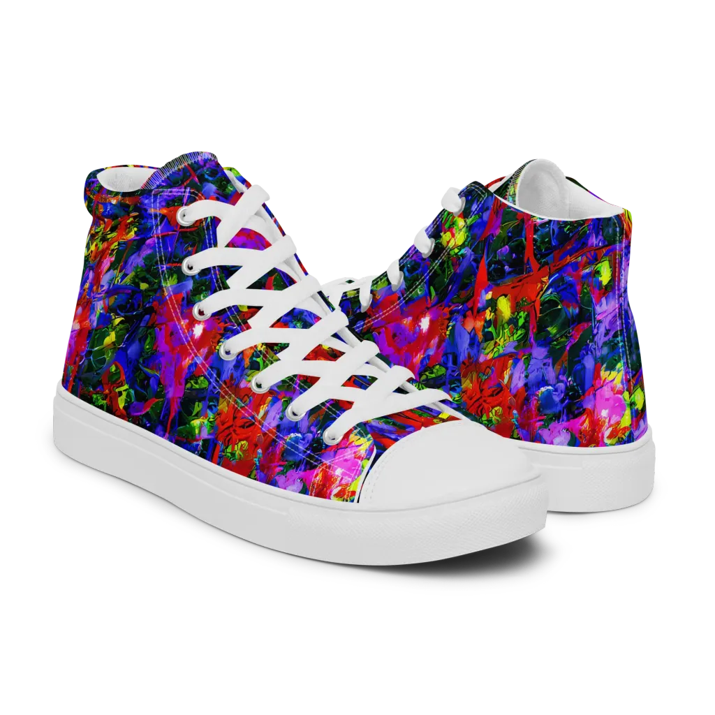 Fractured Rainbow on Women's High Top Canvas Shoes — Right