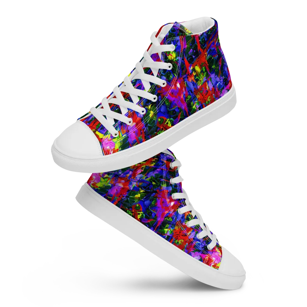 Fractured Rainbow on Women's High Top Canvas Shoes — Front