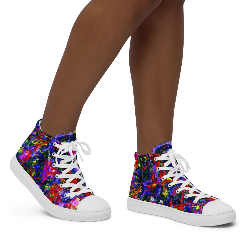 Fractured Rainbow on Women's High Top Canvas Shoes — Right