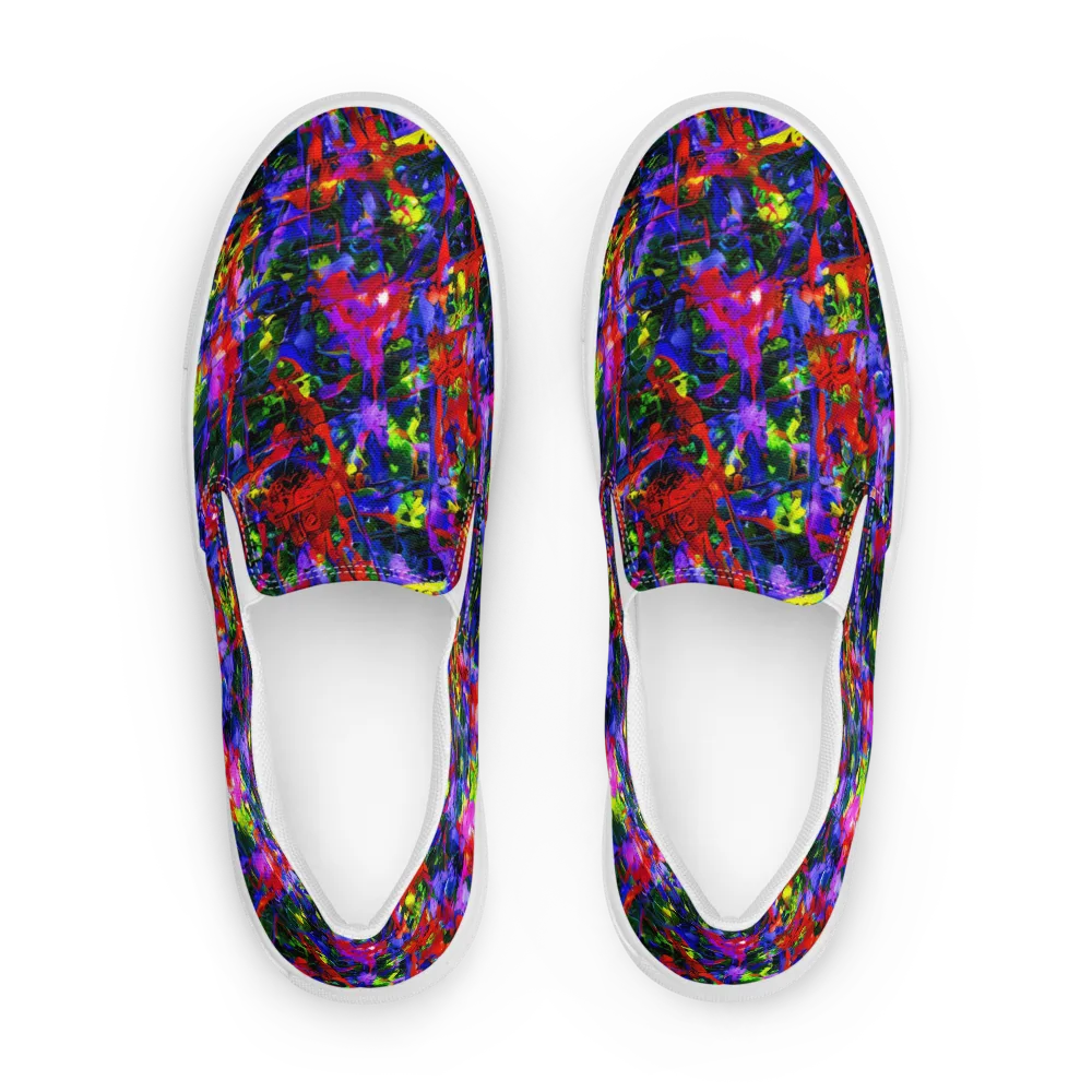 Fractured Rainbow on Men's Slip-On Canvas Shoes — Front