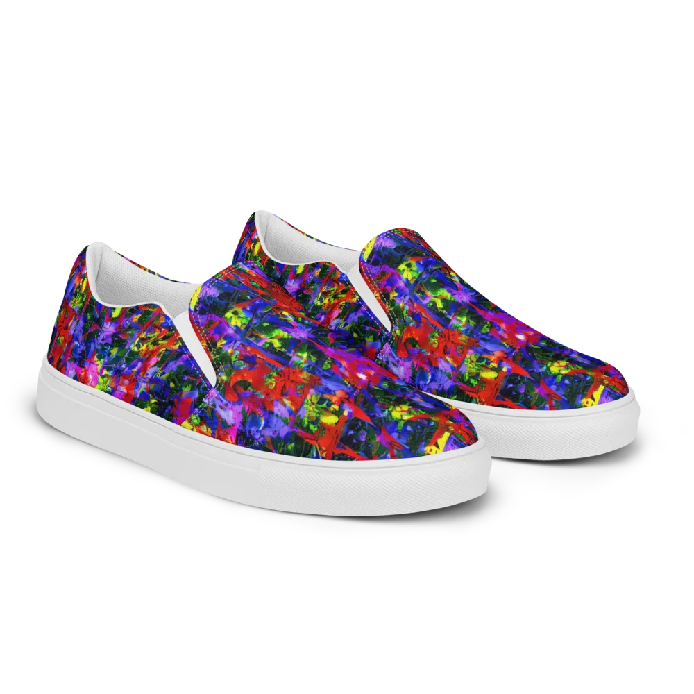 Fractured Rainbow on Men's Slip-On Canvas Shoes — Right Front