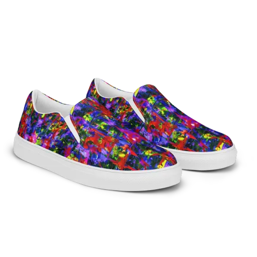 Fractured Rainbow on a Men's Slip-On Canvas Shoes