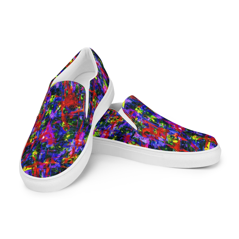 Fractured Rainbow on Men's Slip-On Canvas Shoes — Left Front