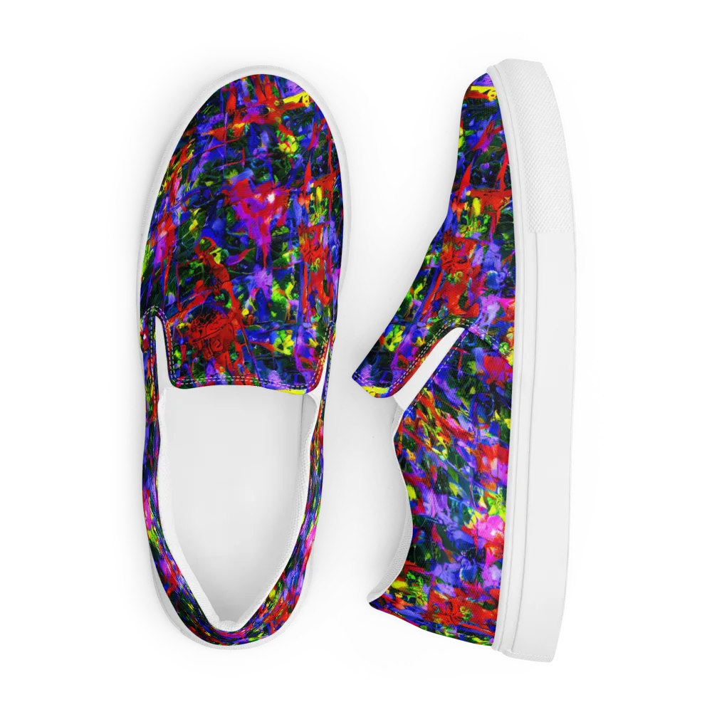 Fractured Rainbow on Men's Slip-On Canvas Shoes — Front