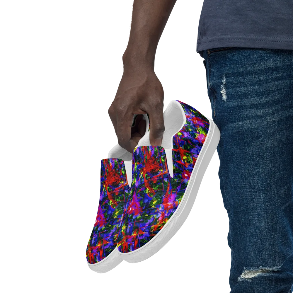 Fractured Rainbow on Men's Slip-On Canvas Shoes — Left Front