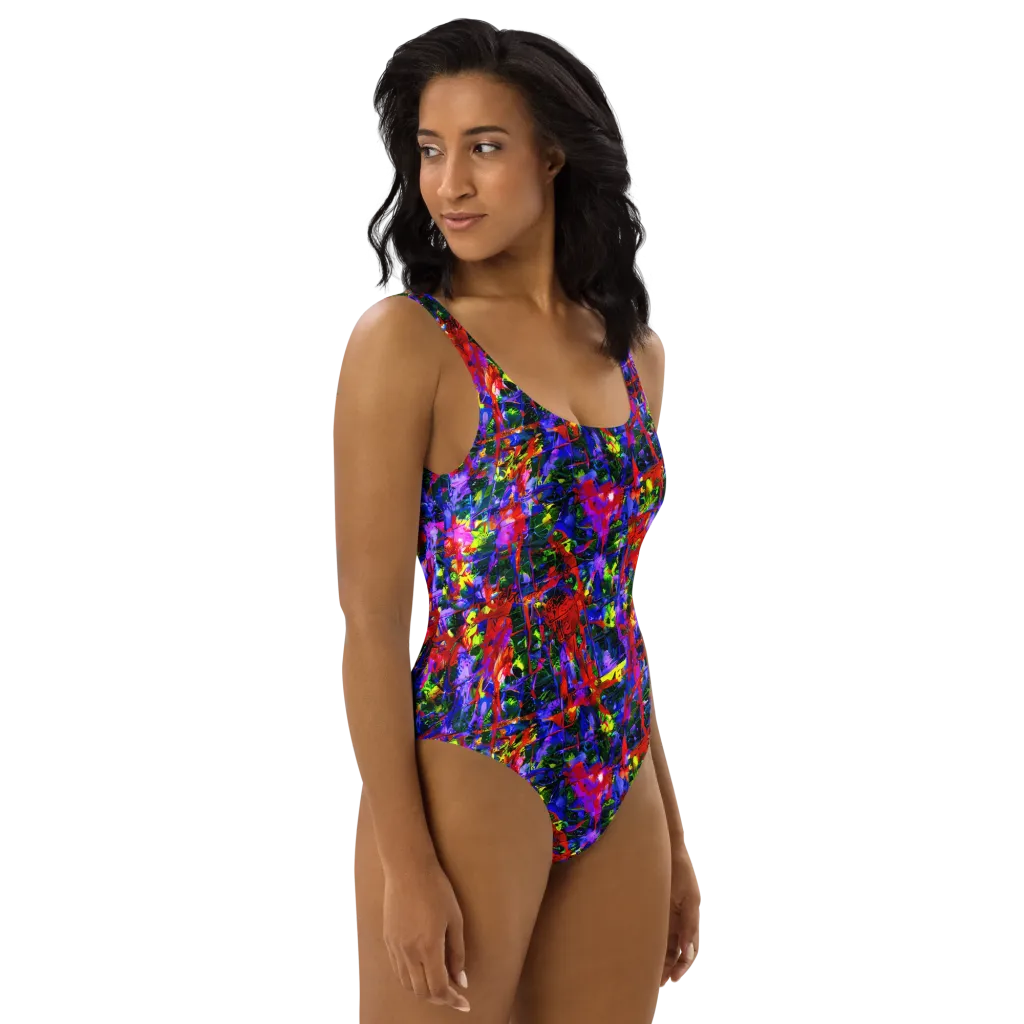 Fractured Rainbow on One-Piece Swimsuit — Right