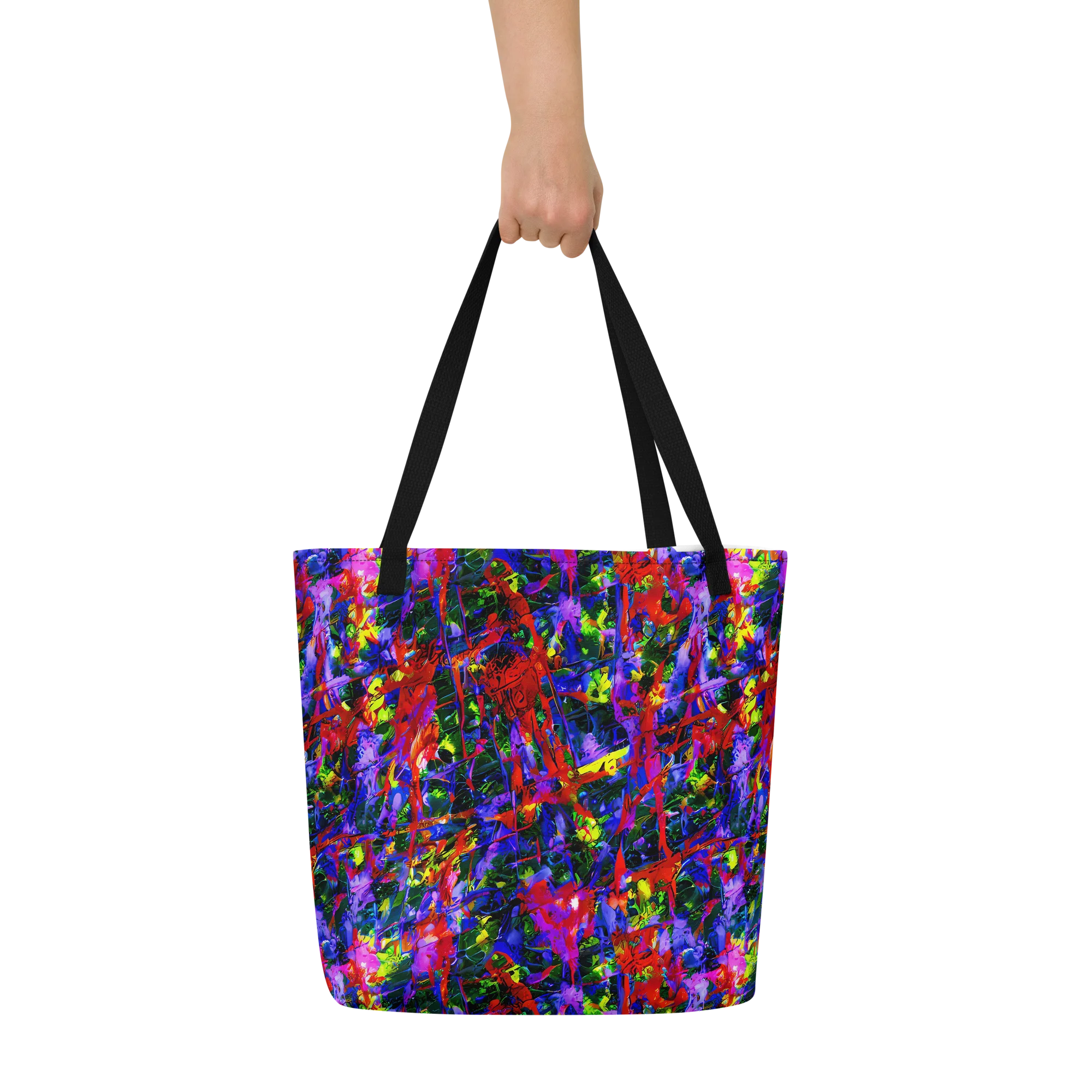 Fractured Rainbow on Large Tote Bag W/ Pocket — Front