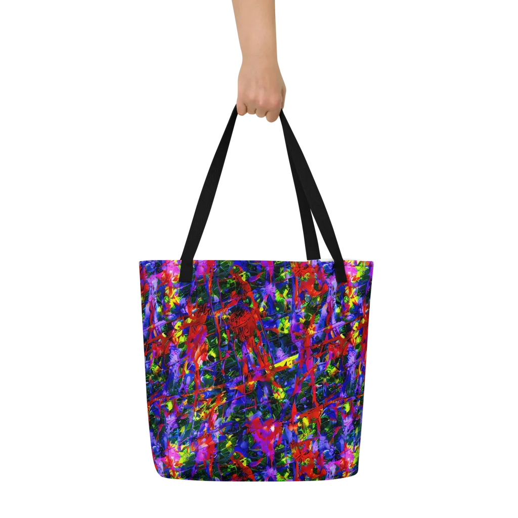 Fractured Rainbow on Large Tote Bag W/ Pocket — Front