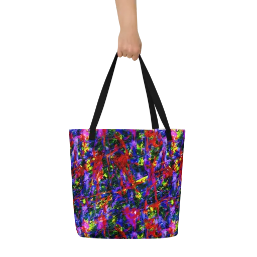 Fractured Rainbow on a Large Tote Bag W/ Pocket