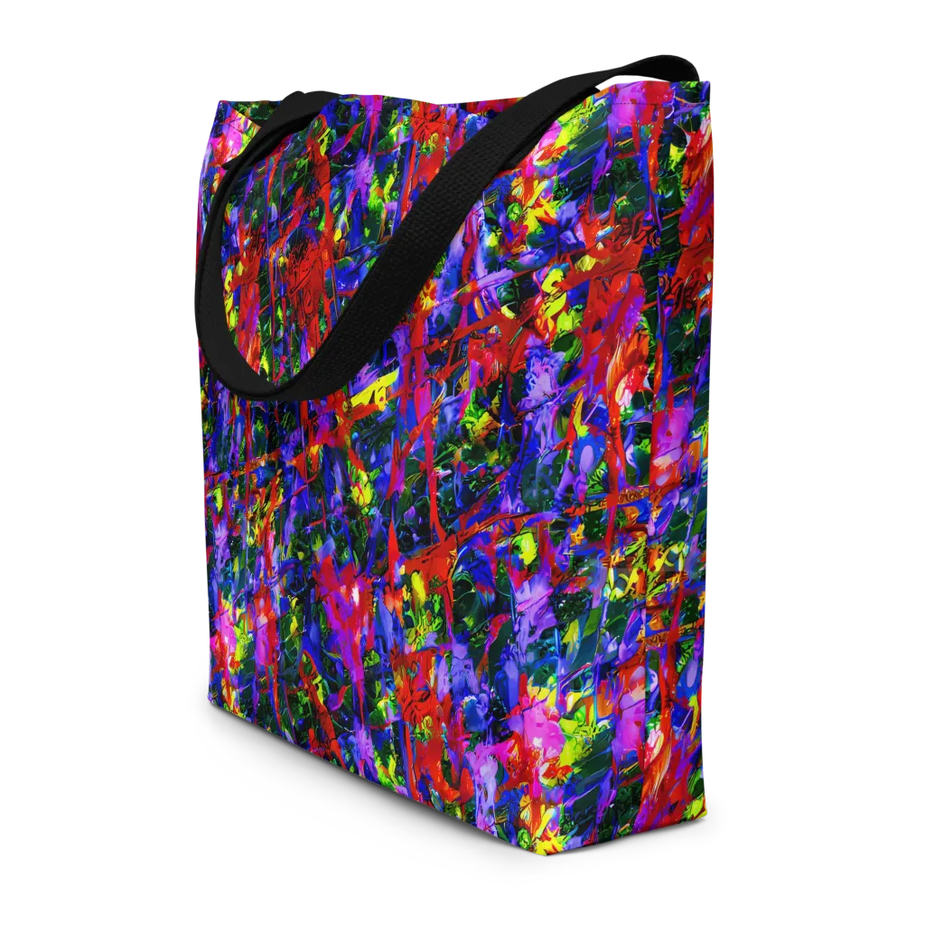 Fractured Rainbow on Large Tote Bag W/ Pocket — Front