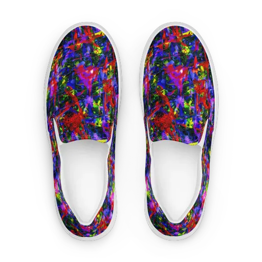 Fractured Rainbow on a Women's Slip-On Canvas Shoes
