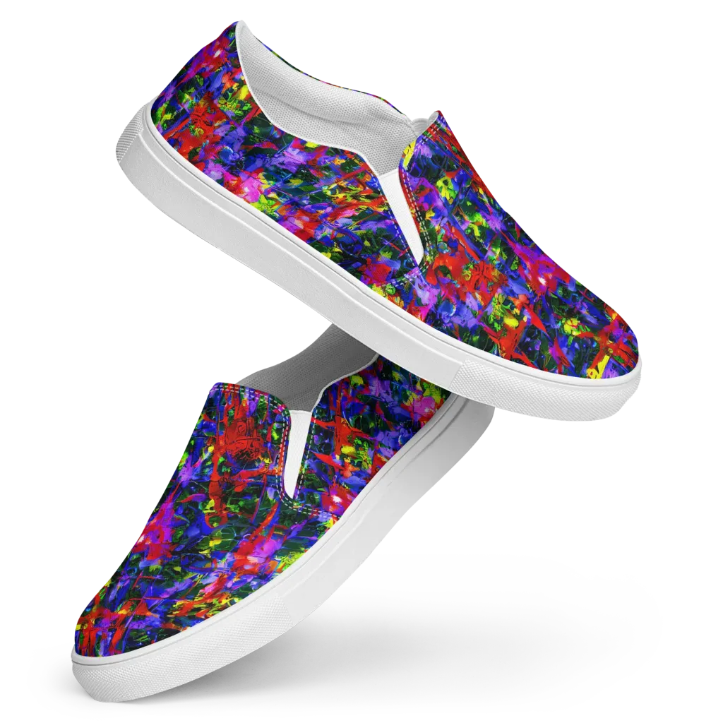 Fractured Rainbow on Women's Slip-On Canvas Shoes — Front