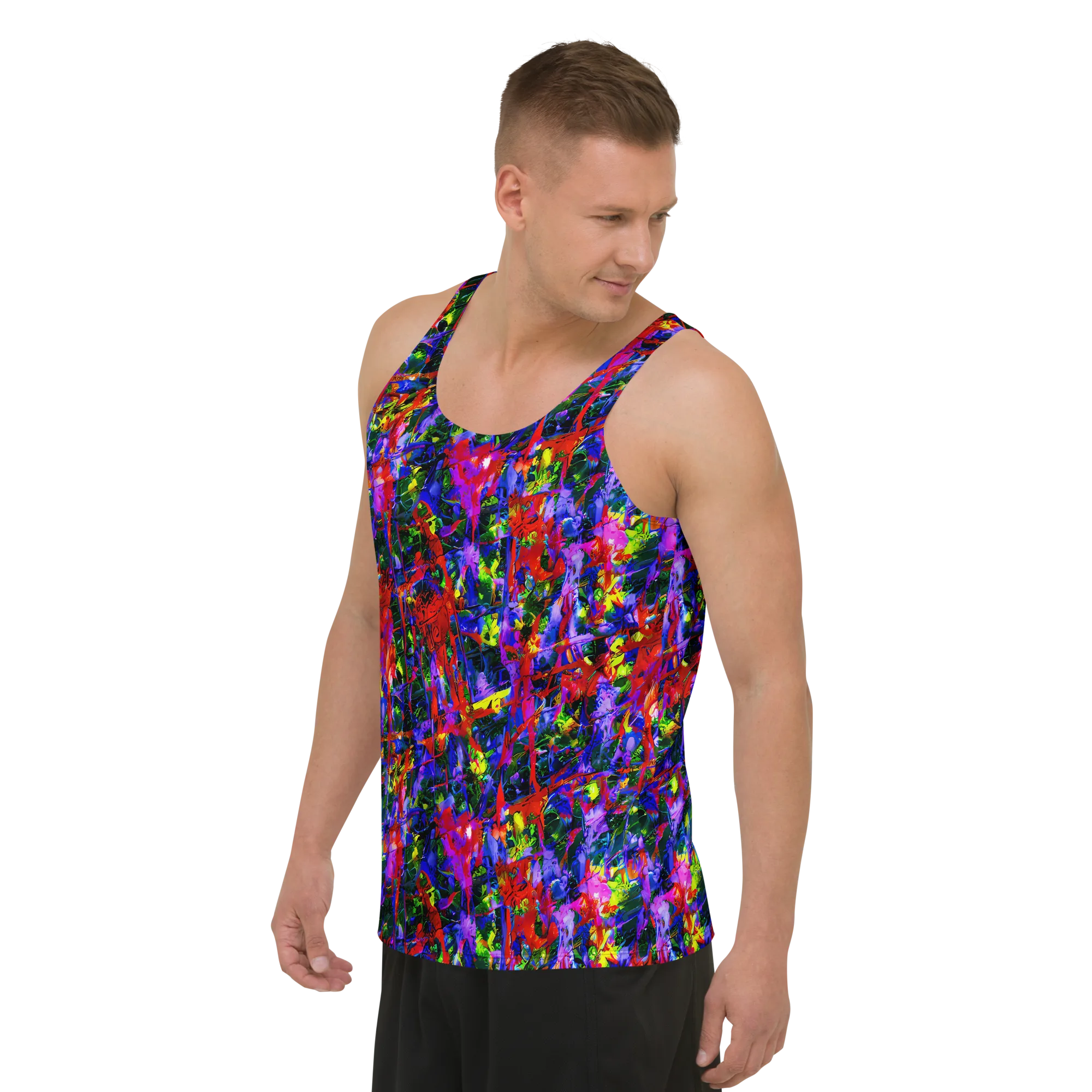 Fractured Rainbow on Men's Tank Top — Left Front