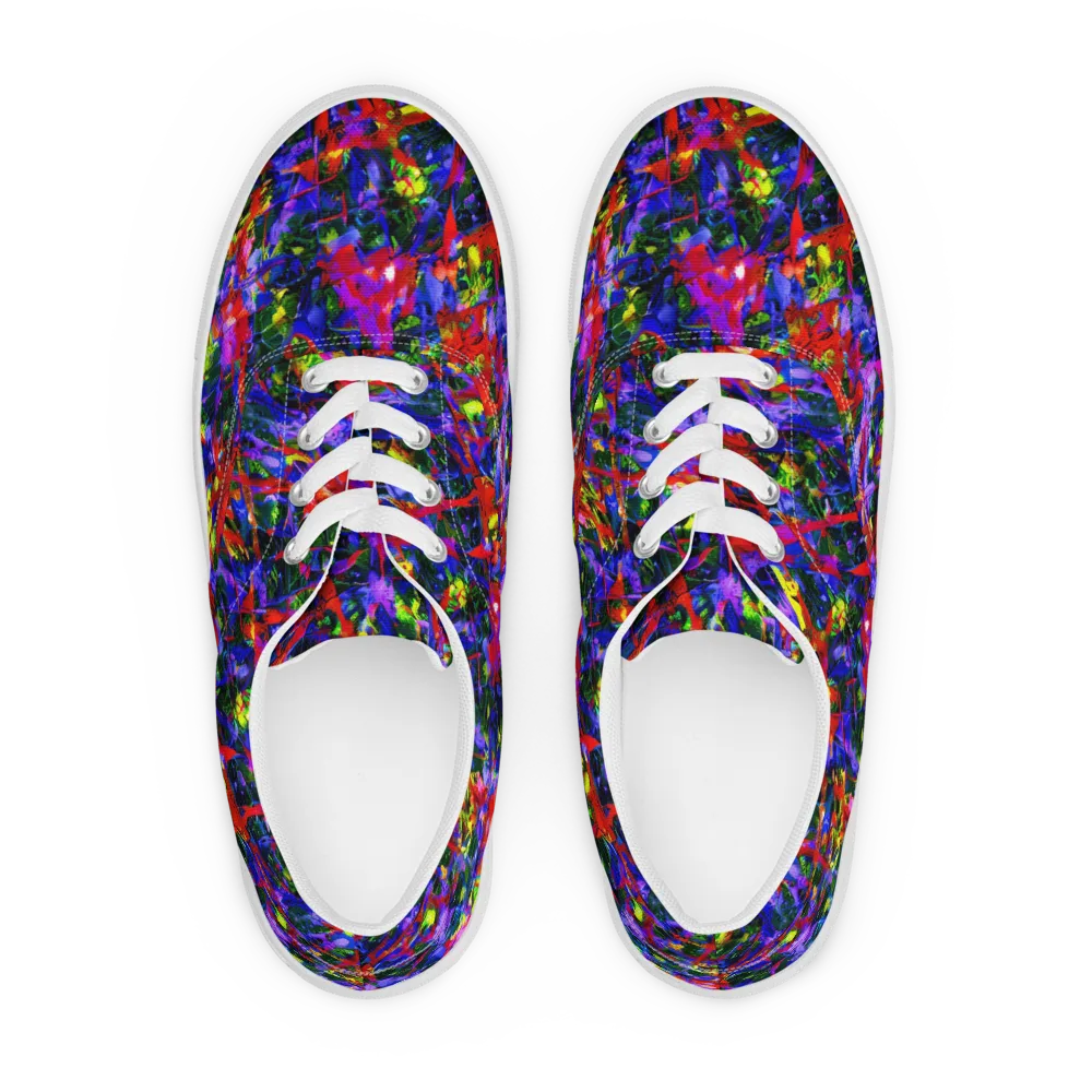 Fractured Rainbow on Men's Lace-Up Canvas Shoes — Front