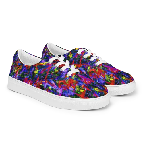Fractured Rainbow on a Men's Lace-Up Canvas Shoes