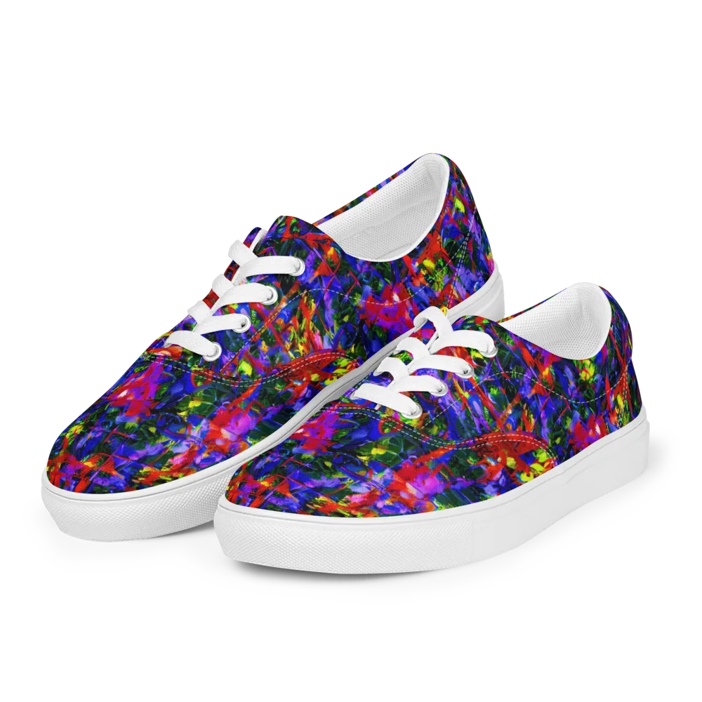 Fractured Rainbow on Men's Lace-Up Canvas Shoes — Left Front