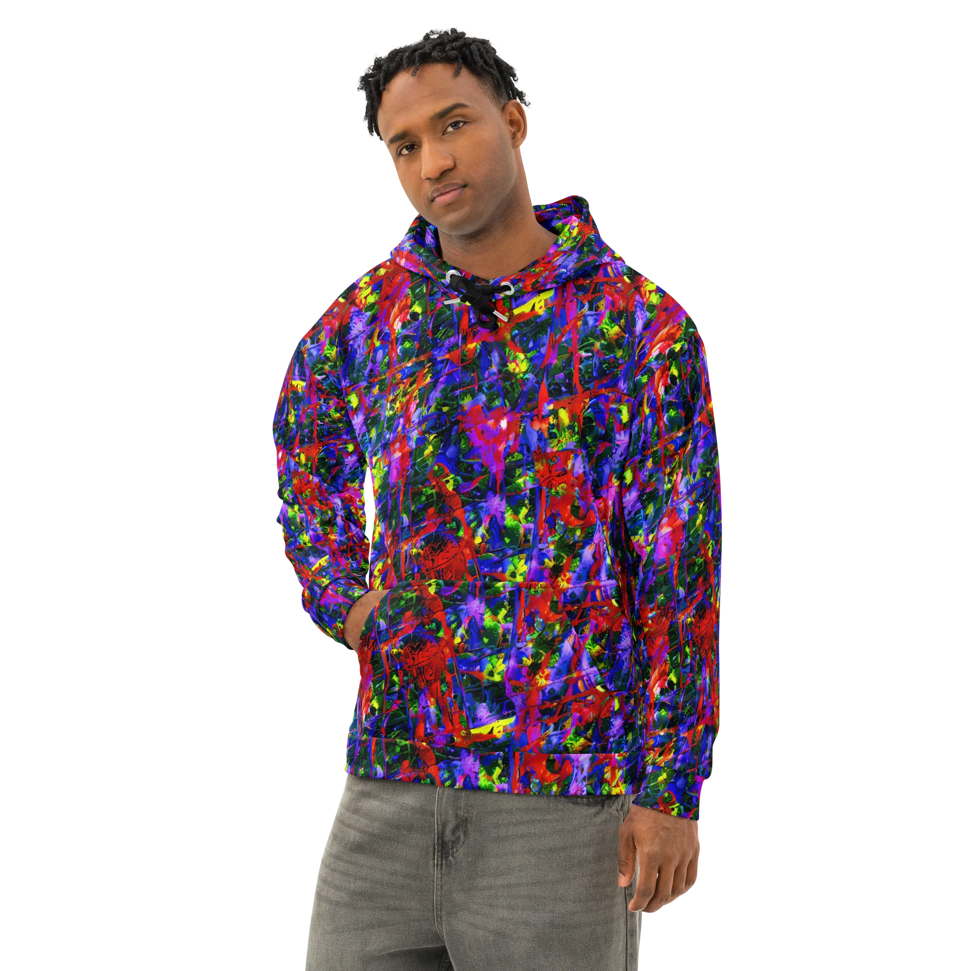 Fractured Rainbow on Cotton Hoodie — Left Front