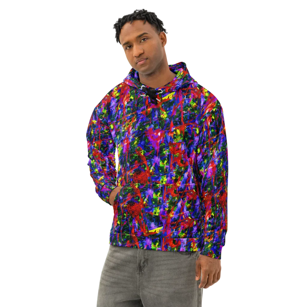 Fractured Rainbow on Cotton Hoodie — Left Front