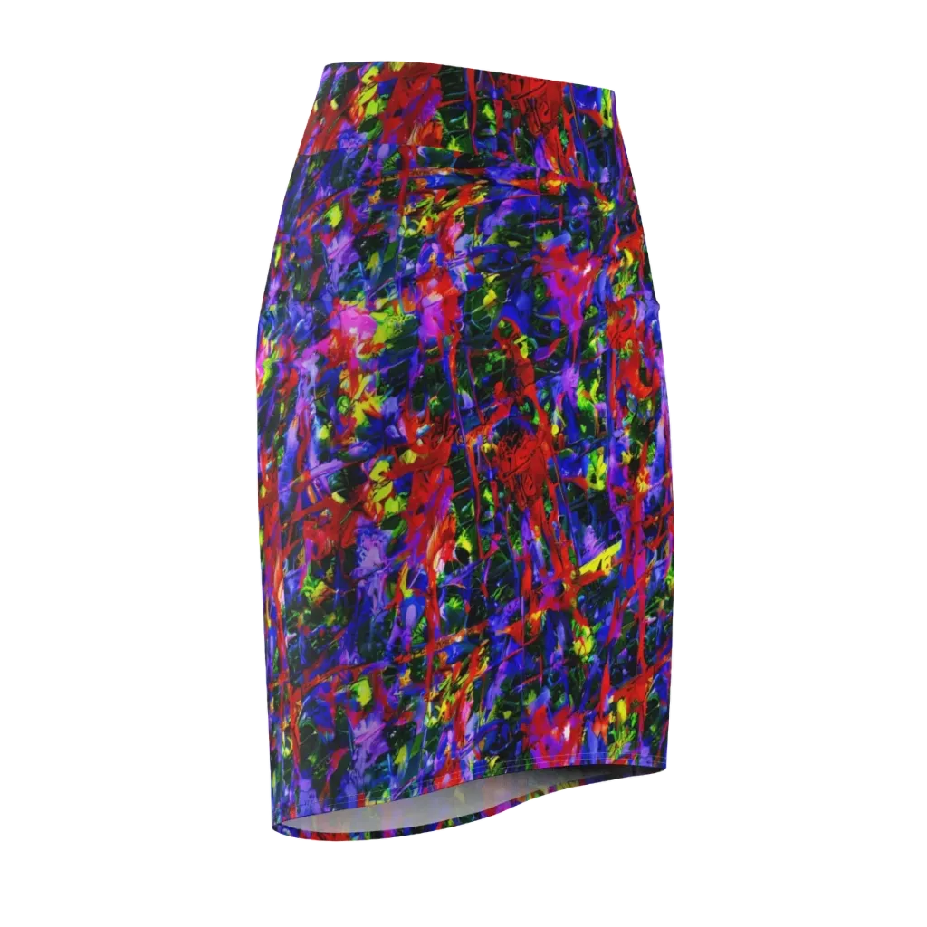 Fractured Rainbow on Pencil Skirt — Front Side