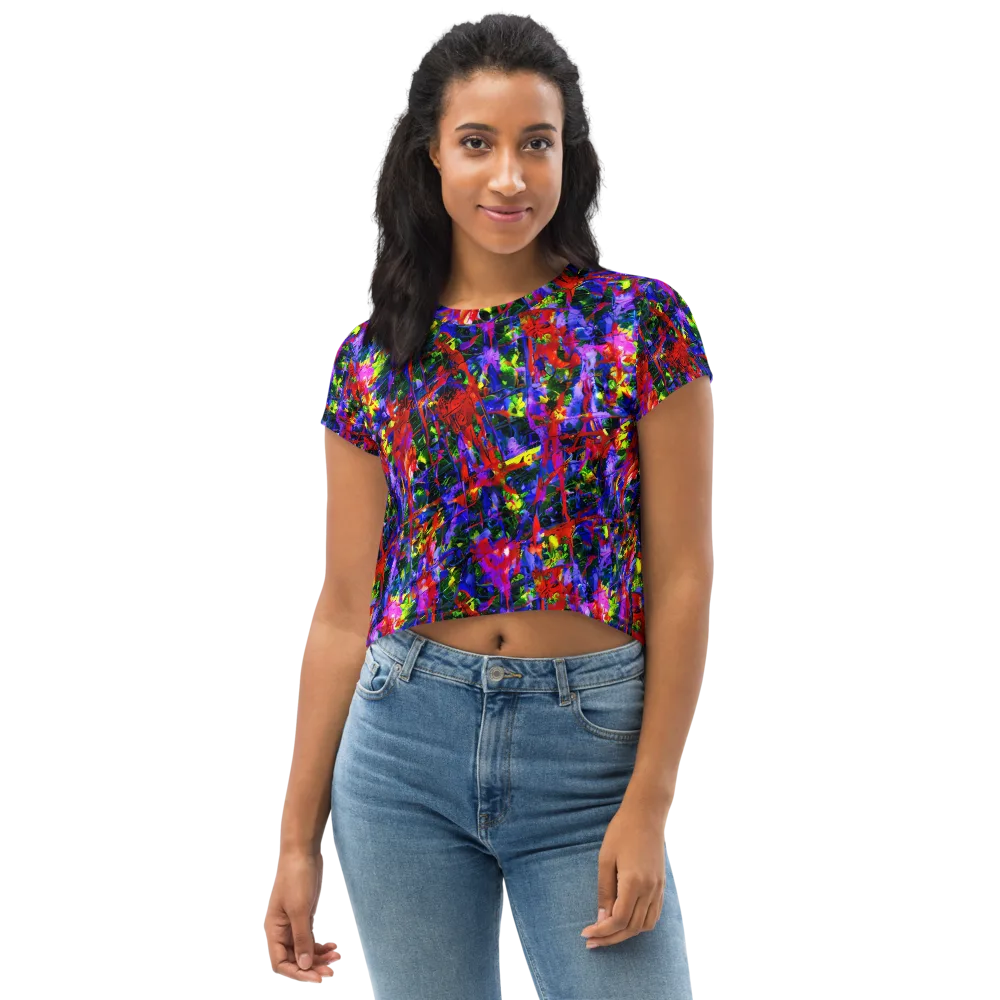 Fractured Rainbow on Crop Tee — Front