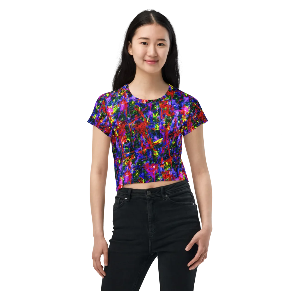 Fractured Rainbow on Crop Tee — Front