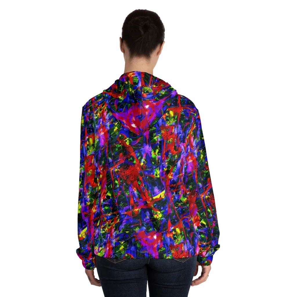 Fractured Rainbow on Women's Full-Zip Hoodie — Back On Person